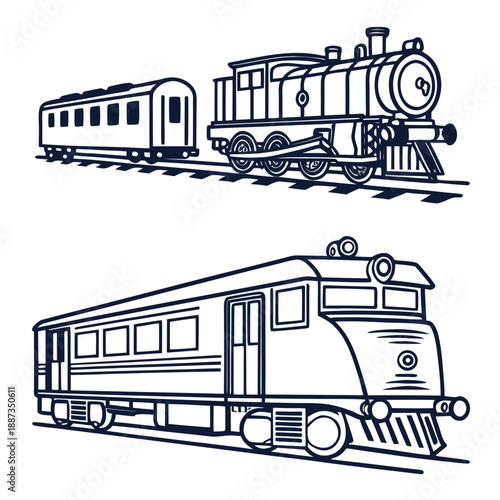 Classic steam train with passenger car