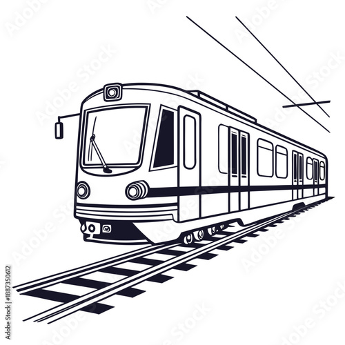 Modern train on rails