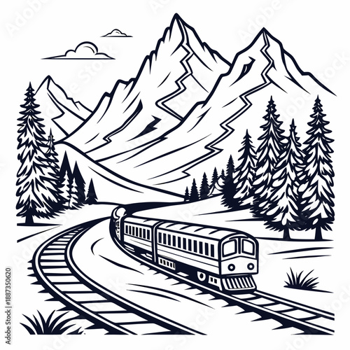 Train journey through mountainous landscape