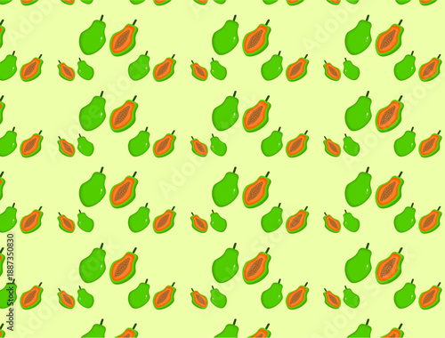 Soft white background with fresh papaya illustrations, ideal for tropical designs, promotional materials, and creative content