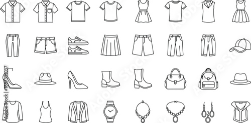 Black and white line of clothing and accessories line black and white fashion shoes