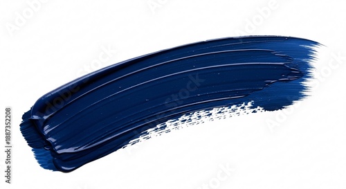 Bold blue paint stroke isolated on a white background for artistic design
