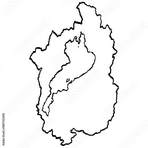 滋賀県地図 筆タッチ 和風 近畿 西日本 / A brushstroke map of Shiga Prefecture