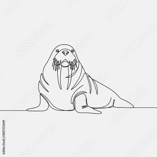 Walrus Continuous One-Line Drawing Illustration Art
