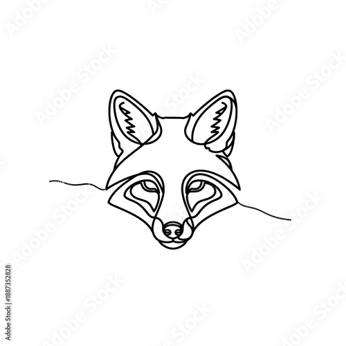 Minimalist Fox Head Continuous Line Art Illustration