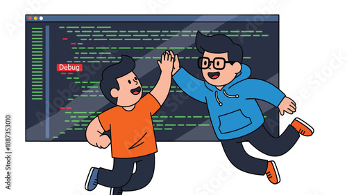 Successful Software Development Team Celebrating Completion