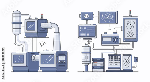 Complex scientific laboratory equipment and control systems, illustrating advanced research and technological integration.