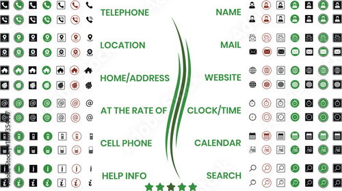 Business card vector contact info icon mega set
