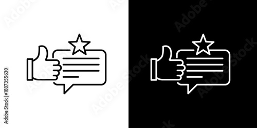 Sleek line art icon representing positive customer feedback, online reviews, and user satisfaction. Perfect for digital service ratings and recommendations