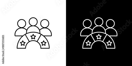 Star rated team icon illustrating employee success, business performance, or customer feedback for quality and achievement measurement