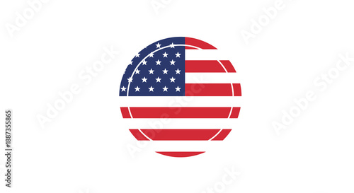 Vibrant graphic representation of a national symbol, depicting stars and stripes within a circular badge, evoking feelings of unity and patriotism