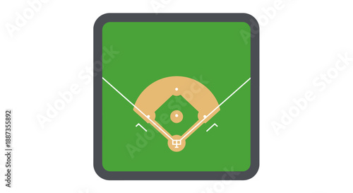 Clean and modern vector illustration of a baseball diamond, showcasing the iconic layout of a sports field for various graphic design projects