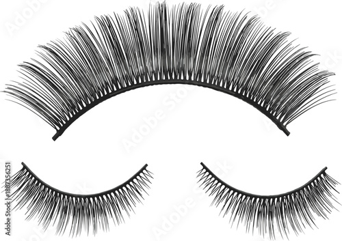 Set of dramatic false eyelashes strips different styles beauty makeup salon cosmetic accessory black vector illustration isolated