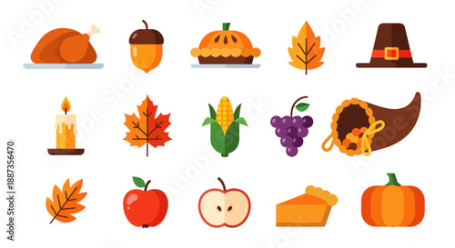 Thanksgiving feast festive icons of autumn harvest and celebration