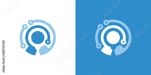Dual meaning logo combining people and technology elements, symbolizing human-centered innovation, digital collaboration, and modern tech-driven solutions.