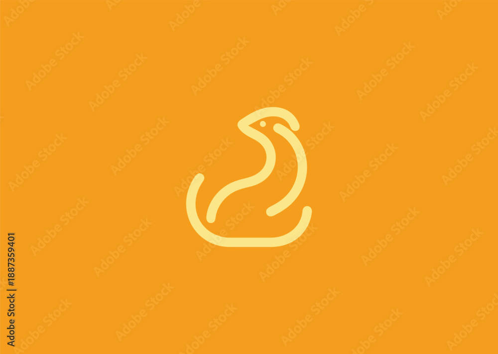 Fototapeta premium Abstract simple line weasel logo for cleverness, speed, and sleek modern branding.