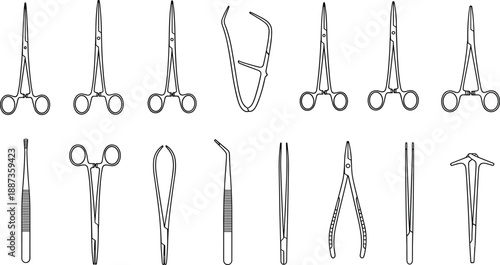 Massive bundle of silhouettes featuring ballet dancers field hockey players samurai warriors woolly mammoths news reporters and surgical medical instruments isolated on white background