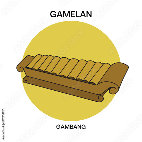 Gamelan Gambang Traditional Javanese Wooden Xylophone Illustration