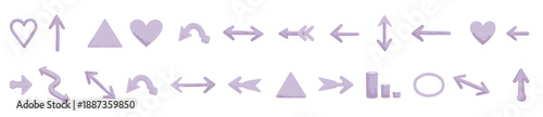 collection of purple hand drawn arrow heart triangle 