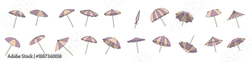 beach umbrella icon element set 
