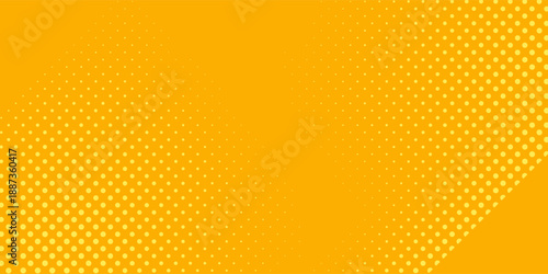 Yellow orange dots with halftone pattern background. Retro comic pop arts design background. Square pixilated dot cartoon artistic. Vector illustration