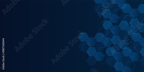 Digital technology modern concept background.  Hexagons design background with lines and dots.