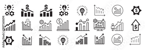  business failure icon set containing bankruptcy financial