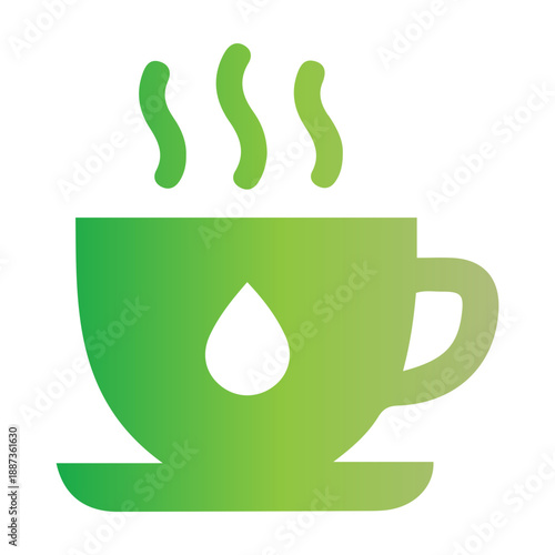 Steaming Cup of Tea with a Droplet Icon