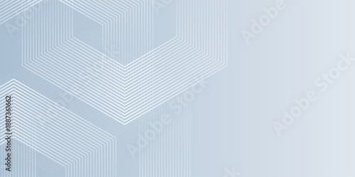 Abstract hexagonal lines on a gray gradient color background. Geometric stripe lines design