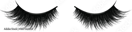 Realistic black false eyelashes vector illustration isolated makeup beauty cosmetics accessory salon fashion glamour design template white background high detail