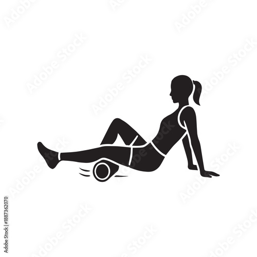 Woman Using Foam Roller for Leg Muscle Recovery and Massage.