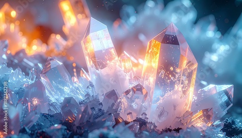 Vibrant Crystal Formation Glowing Brightly.