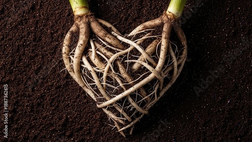 Heart Shaped Plant Roots Symbolizing Growth And Deep Connection