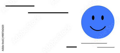 Positivity concept. A cheerful blue happy face with minimalist black lines conveys positivity, simplicity, and optimism. Positivity for branding, mental health, social media, education, and design