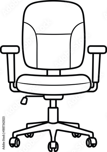 Modern office chair illustration on transparent background showcasing ergonomic design and adjustable features