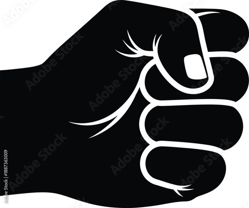 Black clenched fist symbolizing power and solidarity.