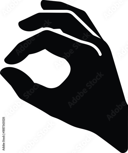 Hand gesture forming an okay symbol in black silhouette.