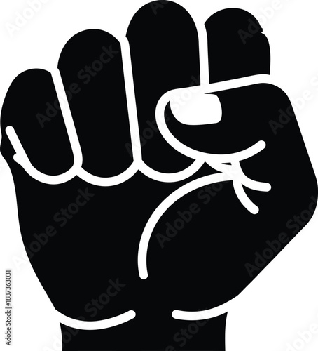 Black clenched fist symbolizing power and solidarity.