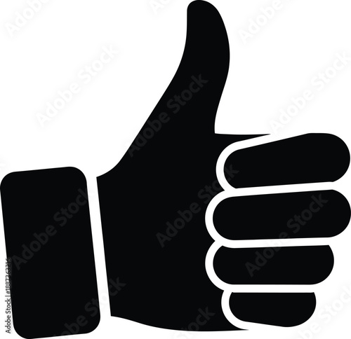 A hand giving a thumbs up gesture in a positive illustration from a frontal viewpoint