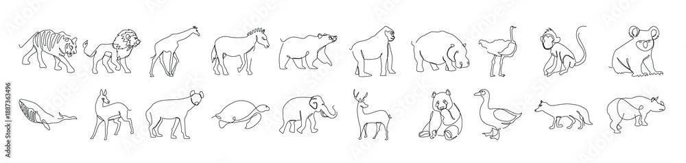 Obraz premium abstract monoline animal element set