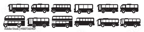 collection of illustrations depicting various types of bus