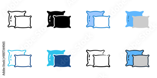 Pillow icons set multiple style collection. Editable stroke 
