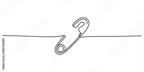 A simple and elegant continuous line drawing illustration of a safety pin
