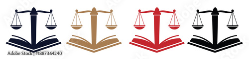 book and scale of justice logo collection