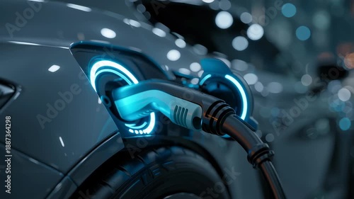 Electric Car Charging with Glowing Port / 光るポートで充電される電気自動車2