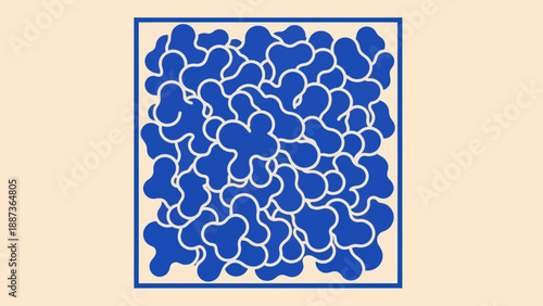 Abstract Blue Organic Shapes Pattern in a Square Frame.