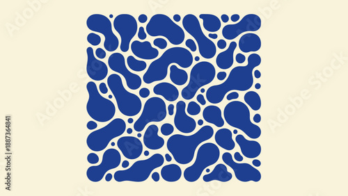 Abstract Blue Organic Shapes Pattern on a Light Background.