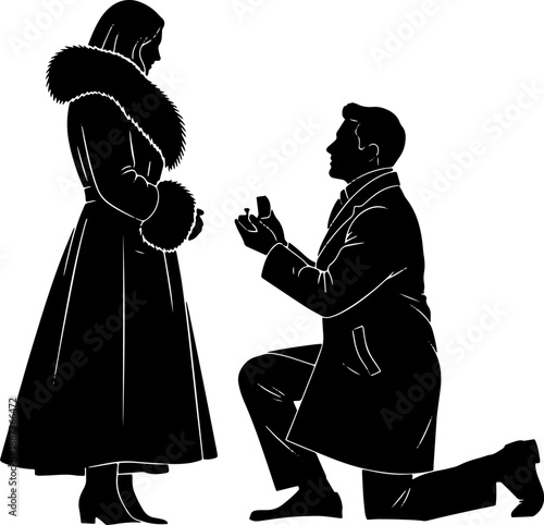 Man Proposing to Woman on One Knee.