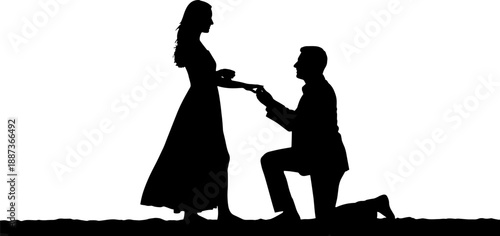 Man Proposing to Woman on One Knee.