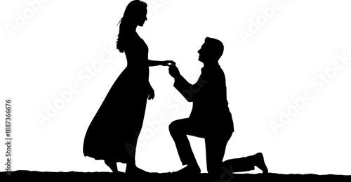Man Proposing to Woman Silhouette Scene.